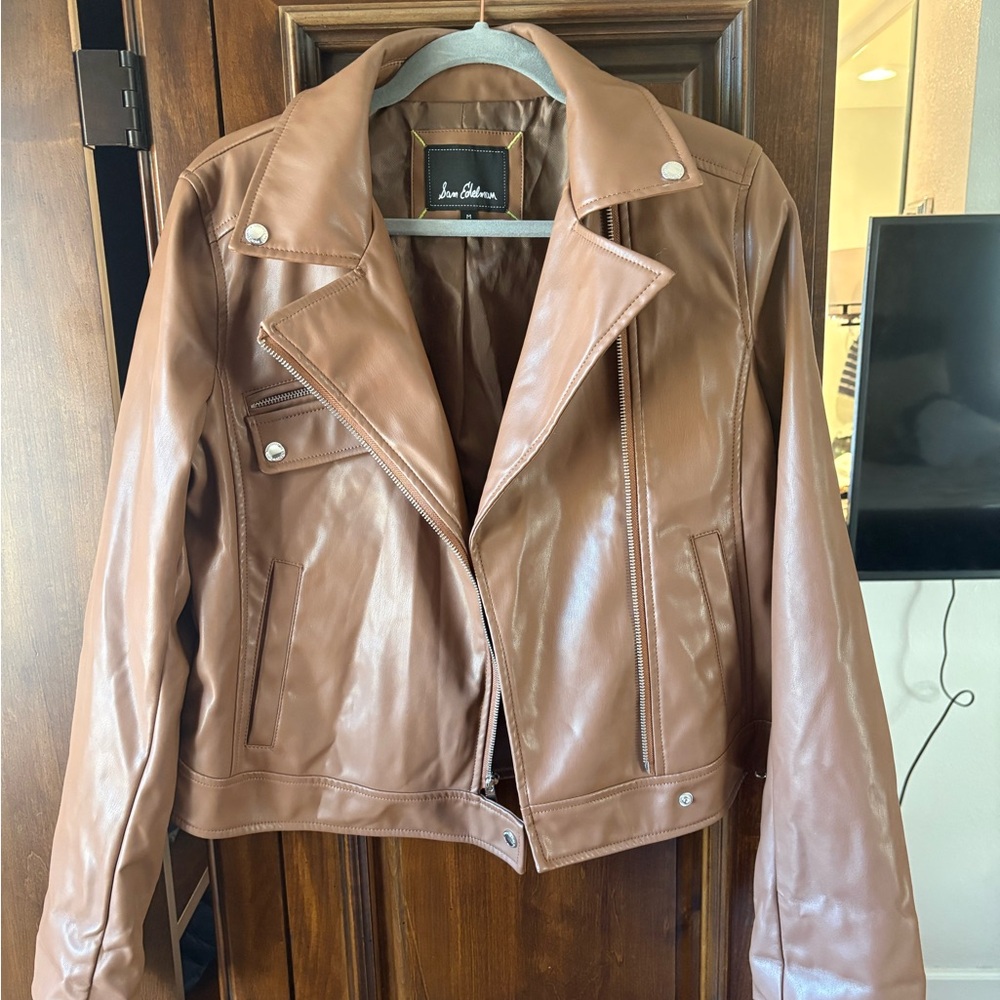 Sam Edelman Women’s Brown Faux Leather Moto Jacket